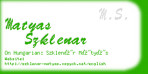 matyas szklenar business card